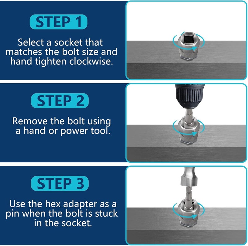 Doaho 13+1Pcs Impact Bolt Extractor Kit & Lug Nut Removal Tool, Cr-Mo Rounded Bolt Remover, Stripped Bolt Extractor Set with Solid Storage Case for Removing Damaged, Rusted, Nuts and Bolts - Image 4